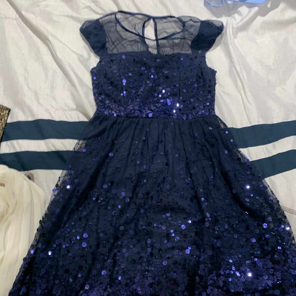 Navy Blue Sequin Kids Dress